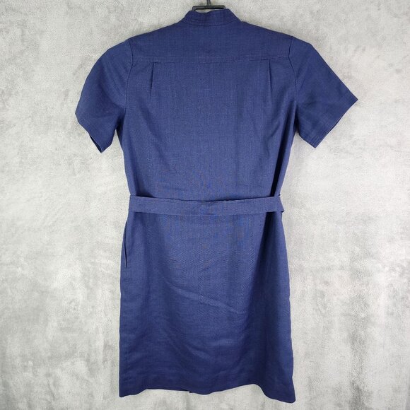 Womens Blue Jack Henry Linen Dress w/ Belt Button-Up Short Sleeve Size XL - Picture 5 of 8
